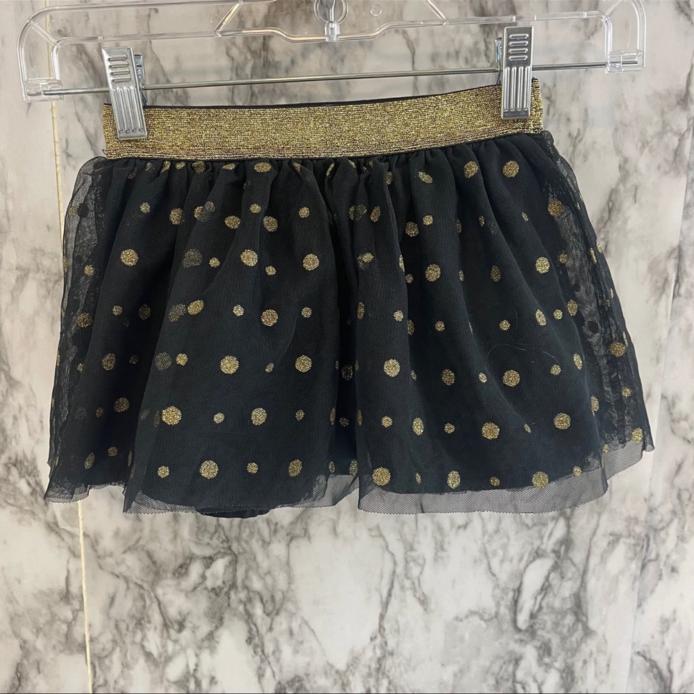 4T tulle skirt Oshkosh black gold polka dots